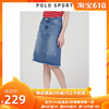 polo sport2019 pure cotton cowboy skirt summer new pattern blue Retro hole A word skirt Short skirt
