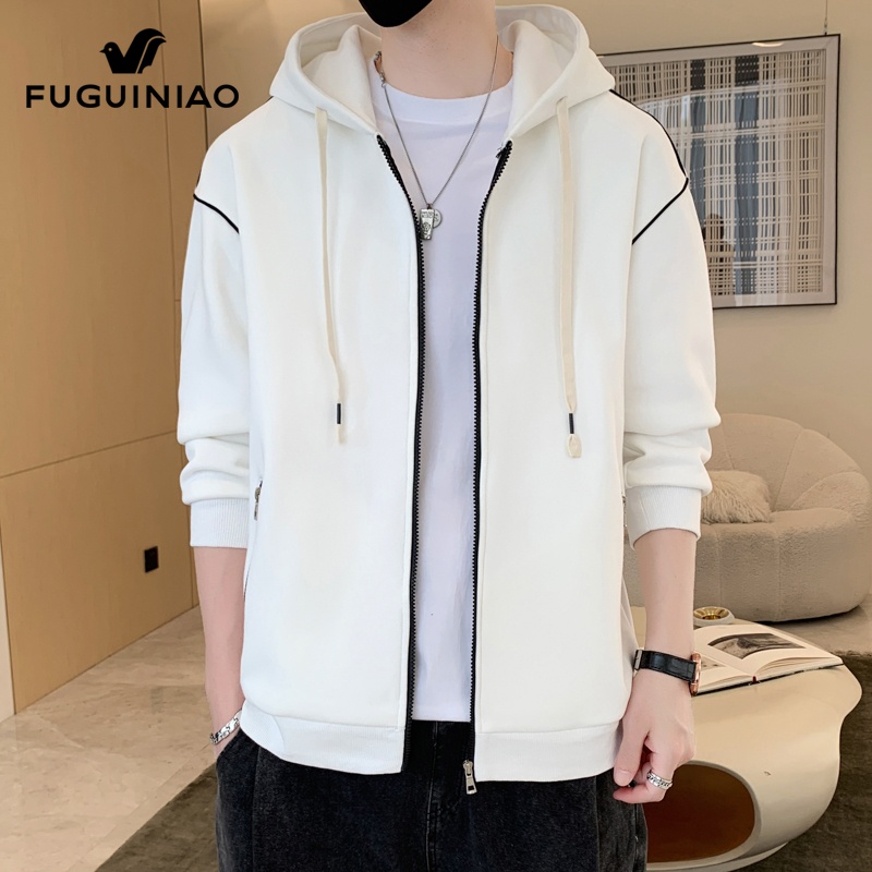 富贵鸟连帽开衫卫衣男士2025春秋季新款宽松上衣休闲运动外套男装