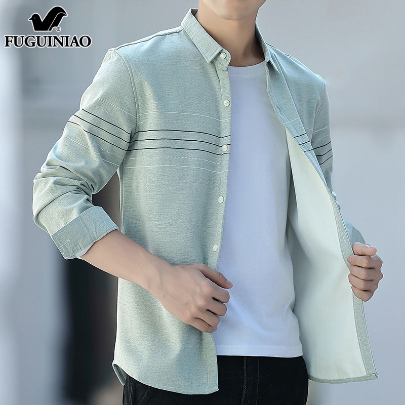 富贵鸟长袖衬衫男士春秋季新款潮