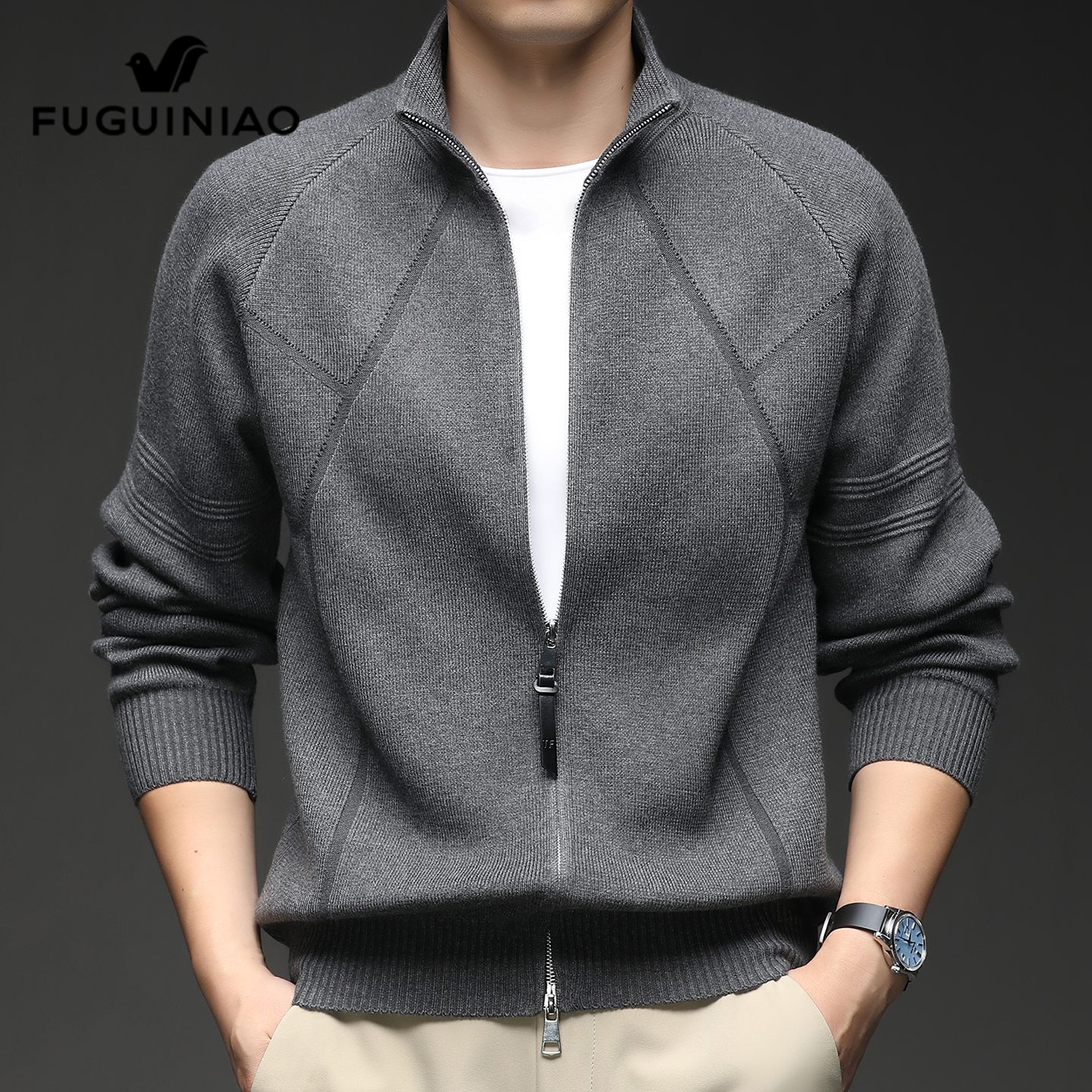 富贵鸟针织衫外套男士秋季毛衣