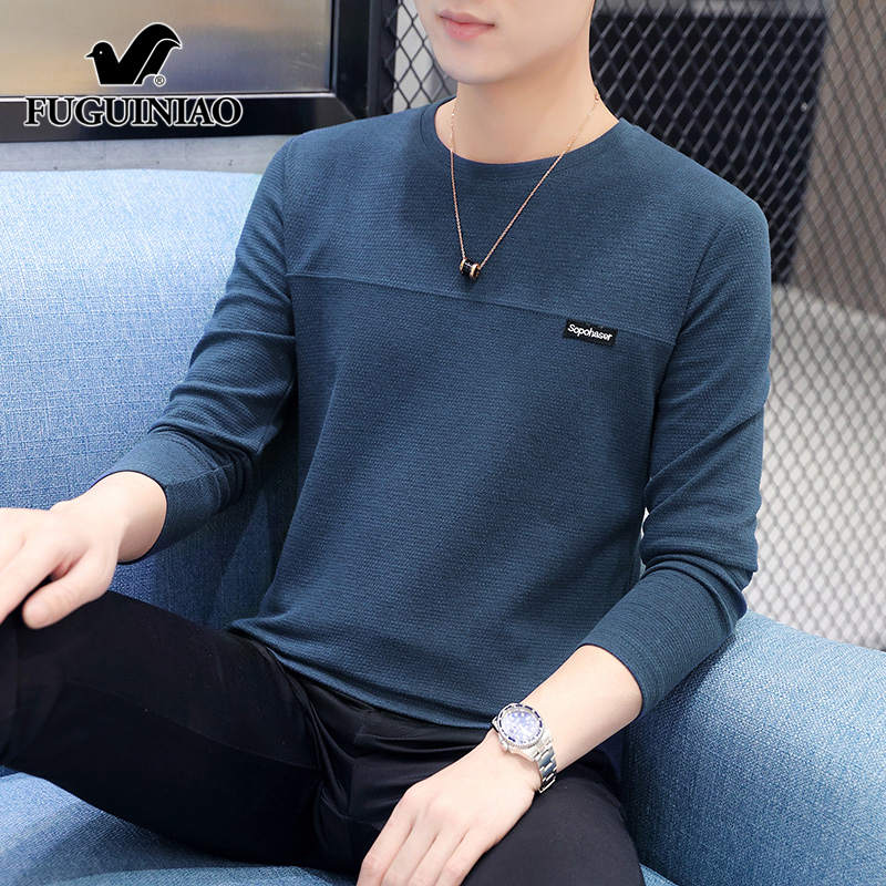 富贵鸟圆领长袖t恤男士秋季新款