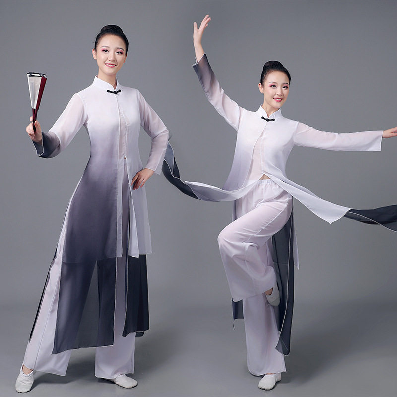 新款古典舞蹈演出服男女水墨色再