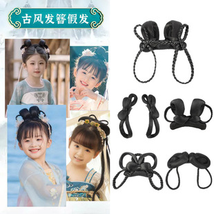 儿童古装头饰假发可爱女童汉服造型头饰套装简单百搭古风发髻发包