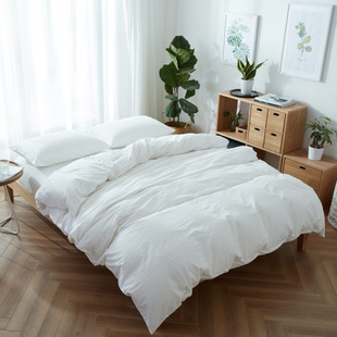 白色被套四件套宾馆酒店白套件旅店民宿足疗床上用品床笠件套