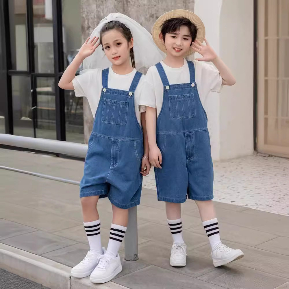 儿童演出服幼儿园班服牛仔裤背带