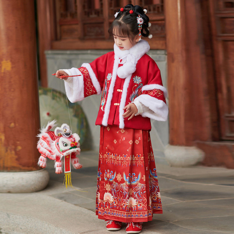 女童汉服冬季古装拜年服中汉服
