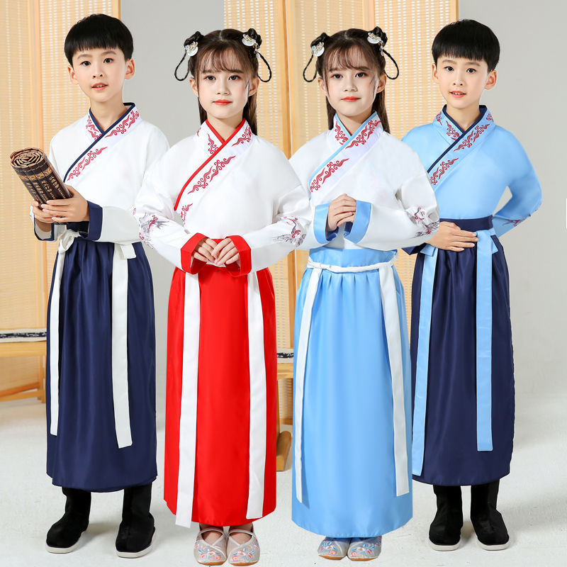 汉服男女童国学服中古装书童服