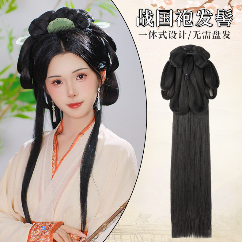 汉服头饰一体式假发包古风魏晋风图片