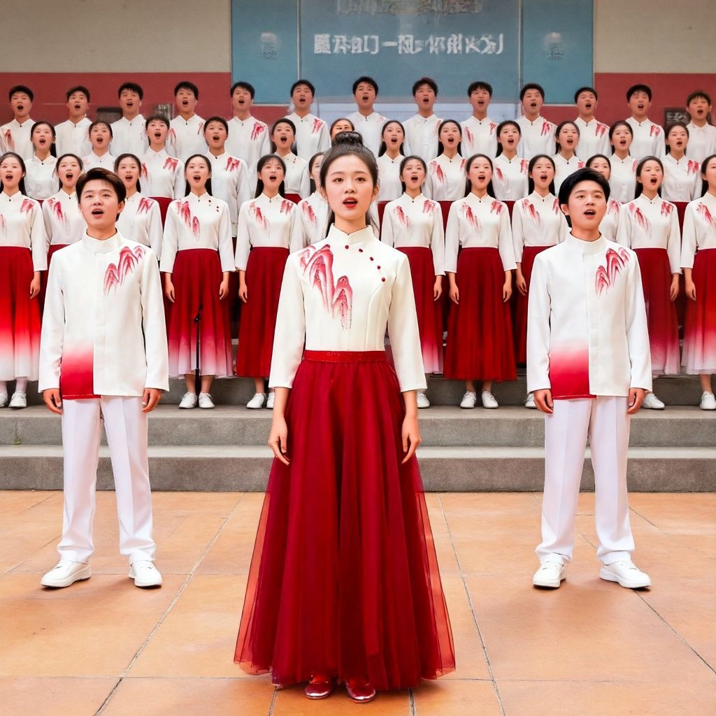 班服中学生诗歌朗诵合唱比赛
