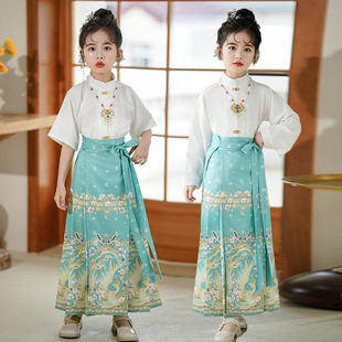 大童马面裙女童夏装新款套装儿童汉服中夏天唐装民族风