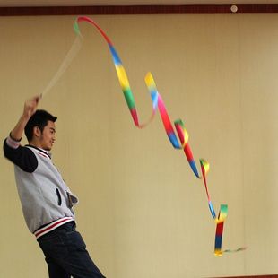 红绸带带鼓棒彩带艺术彩色体操彩带舞蹈演出道具跳舞丝带儿童飘带