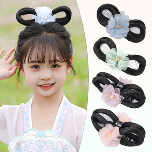 儿童汉服抓夹一体式懒人假发包明制造型发髻古风头饰古装盘发女童