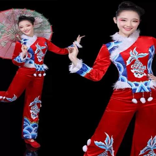 新款东北秧歌演出服喜庆舞蹈服装