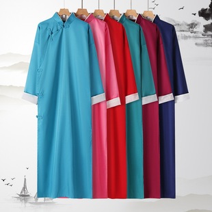 相声长衫 中斜襟民国立领男女长袍马褂伴郎服相声大褂演出服装