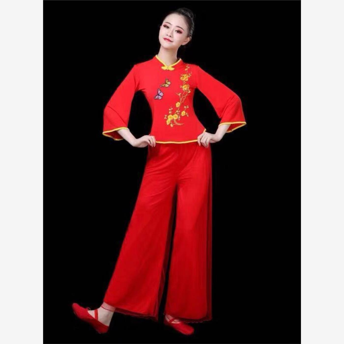 民族舞蹈服装女中老年扇