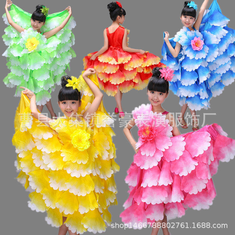 新款儿童开场舞大摆裙演出服开场