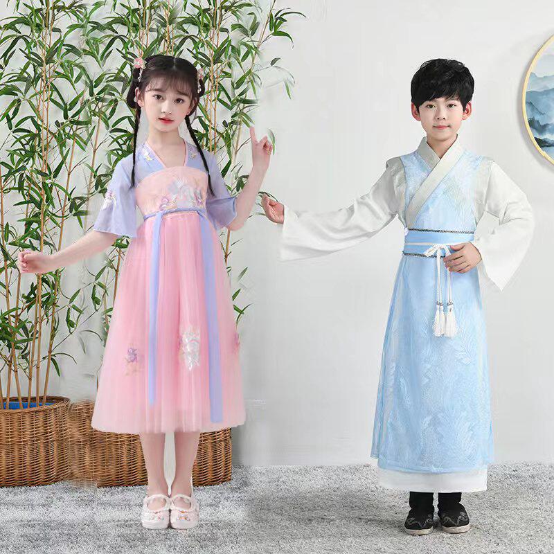 儿童汉服国学演出服古装书童男中