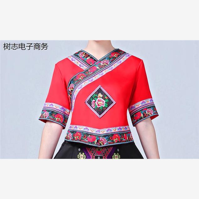 网红同款苗族衣服民族风上衣广西云南贵州少数民族演出服广场舞