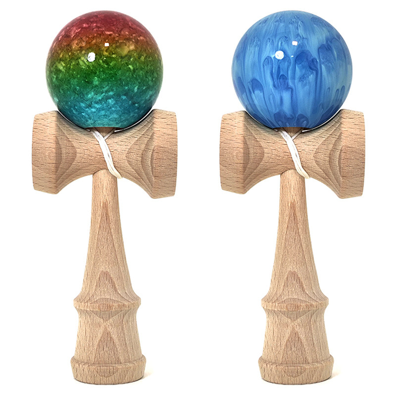 新款亮漆大理石 专业剑玉 kendama 日本比赛技巧球 竞赛剑球
