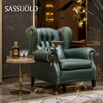 意式风绿色头层牛皮家具