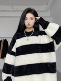 秋冬新款港风美式仿貂绒撞色条纹套头圆领毛衣608-TM261-P65控88，男装针织衫/毛衣，星座608(原A046)