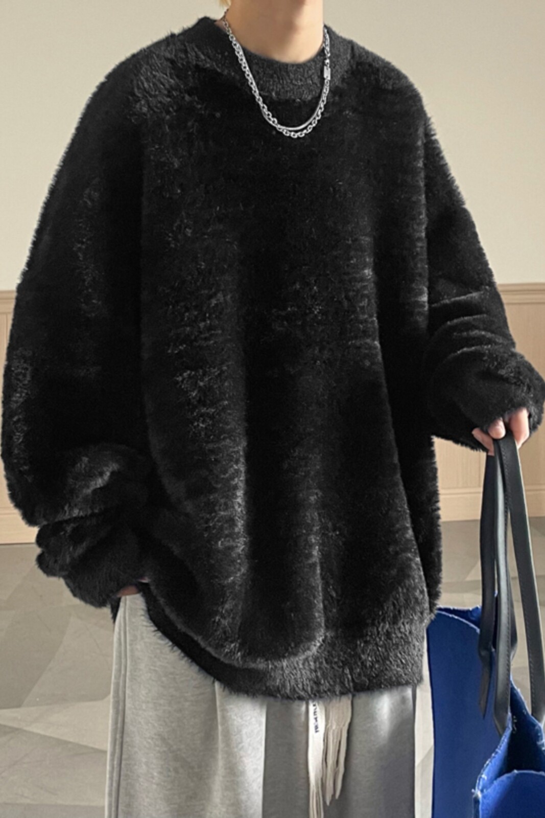 秋冬新款港风vibe潮牌慵懒风宽松套头圆领毛衣608-TM260-P60控88,男装针织衫/毛衣,星座608(原A046)