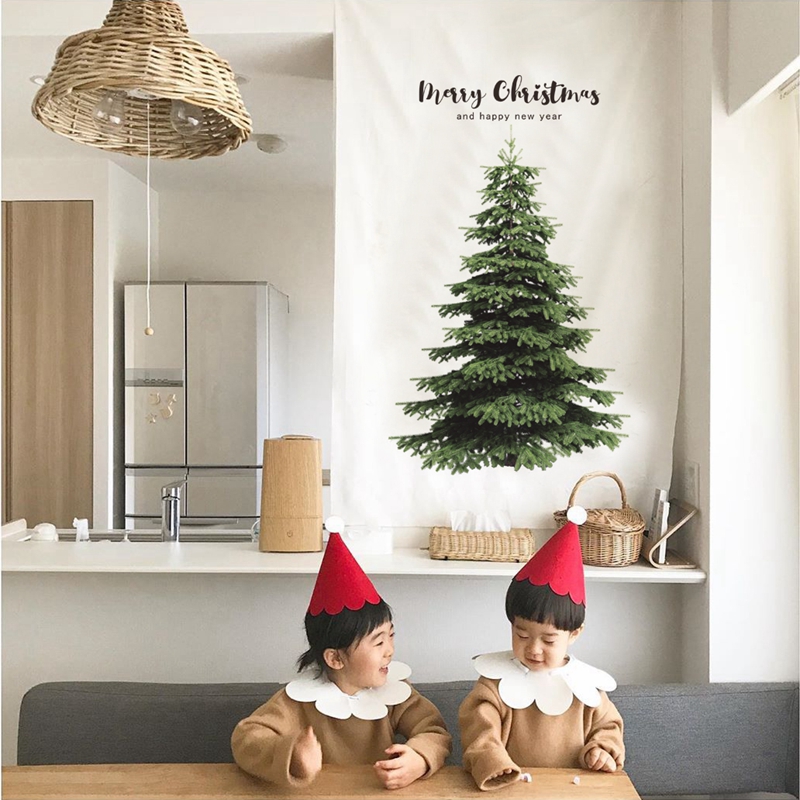 圣诞背景墙装饰儿童摄影圣诞节挂布海报居家派对背景布置松树挂旗
