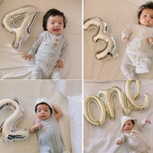 16寸金银小数字气球宝宝月龄周岁生日派对布置拍照道具装 饰装 扮