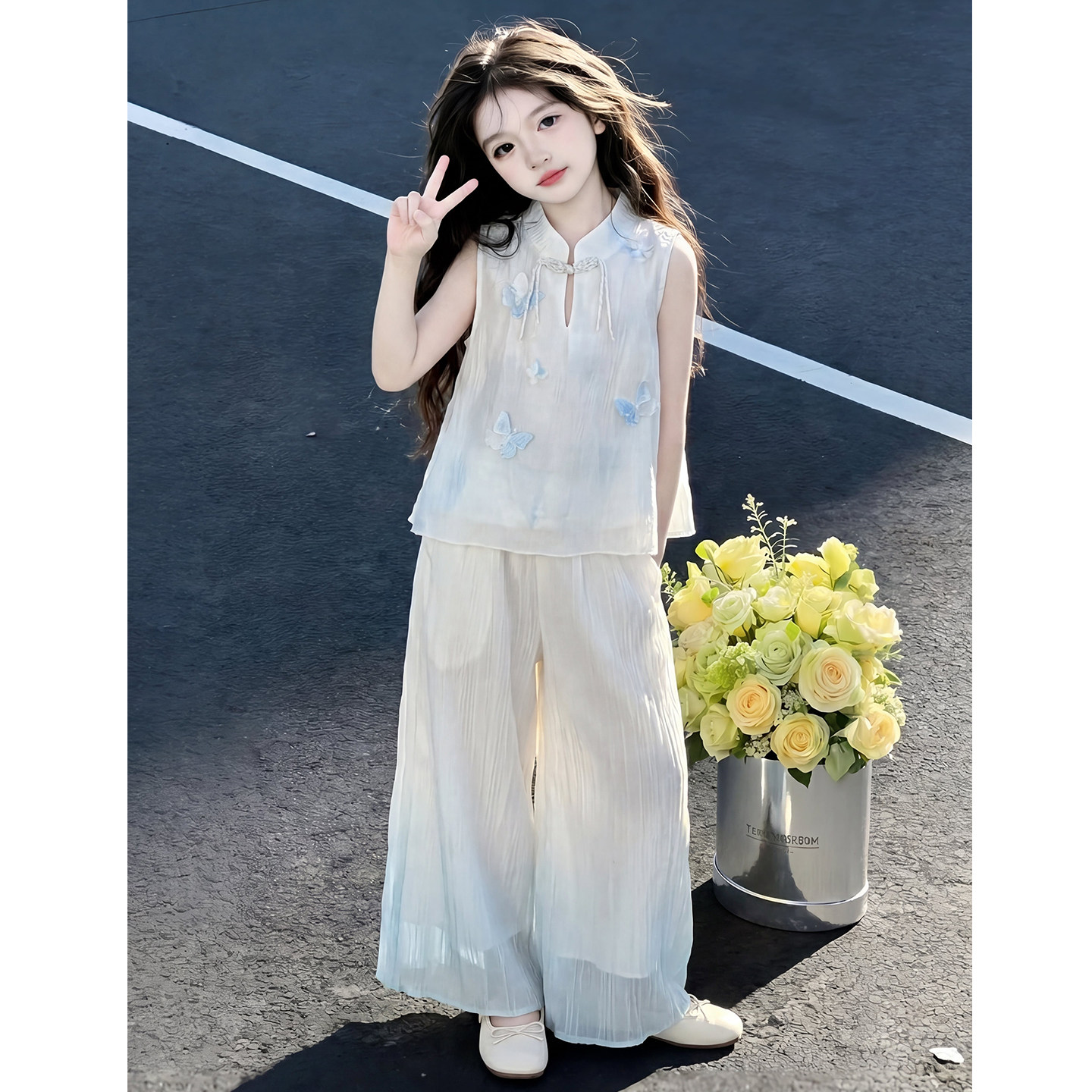 汉服女童夏薄款2026新款儿童童装时髦洋气古风两件套女孩夏装裙子图片