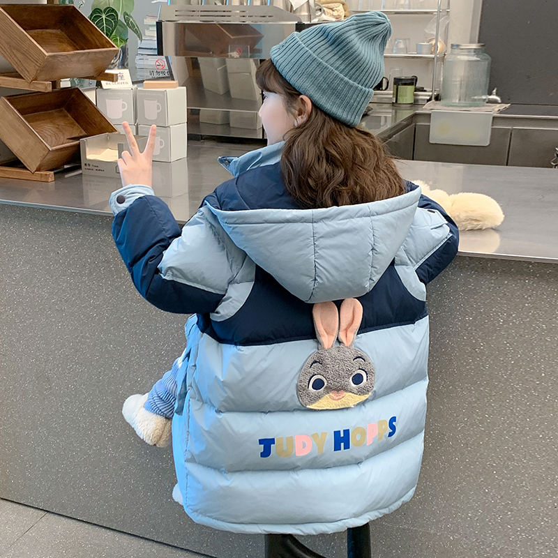 中长款加厚女童洋气羽绒服