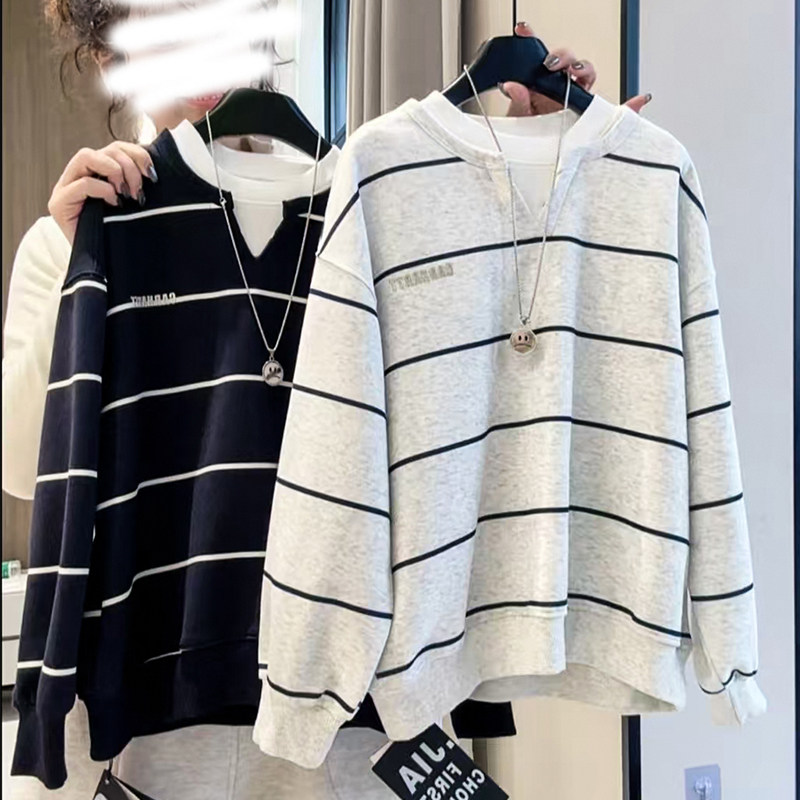 女童春装卫衣2026新款洋气儿童时髦韩版条纹帅气上衣女孩春秋衣服