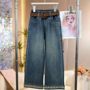 女童春装裤子2026新款洋气儿童时髦超好看直筒裤女孩春秋款牛仔裤