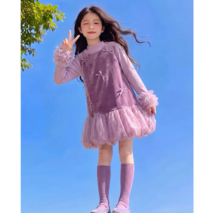 女童连衣裙秋装2026新款儿童网红洋气时髦长袖公主裙女孩春秋裙子