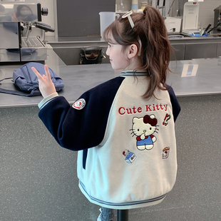 女童夹棉外套2025新款秋冬款儿童网红洋气加厚女孩爆款棒球服上衣