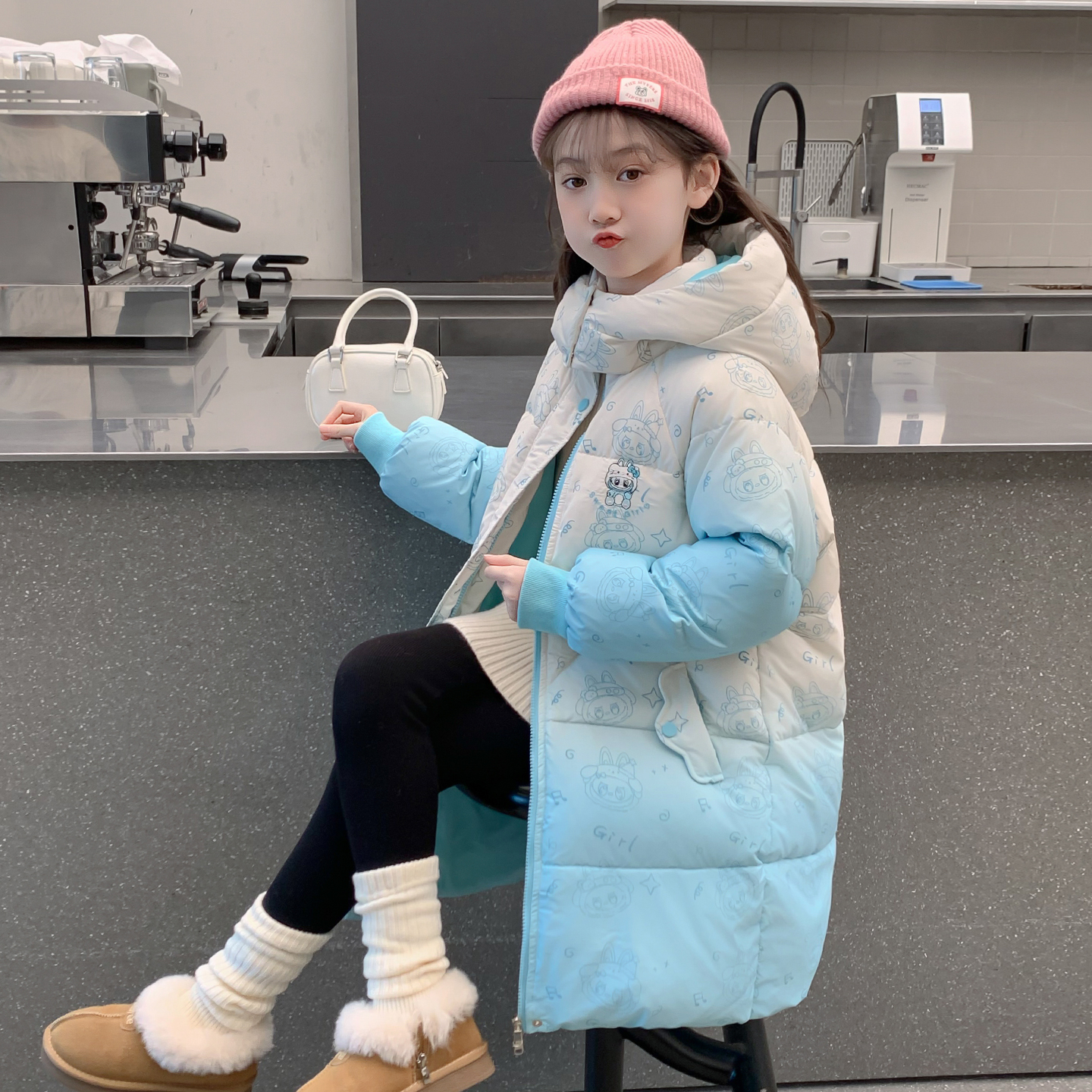 女童羽绒服2025新款冬季儿童中长款洋气90白鸭绒女孩加厚爆款外套