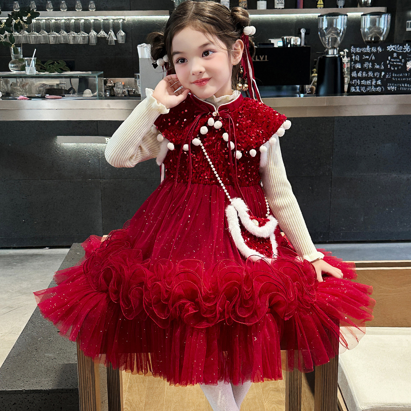 汉服女童连衣裙2026新款冬季儿童网红洋气爆款公主裙女孩红色裙子,童装/婴儿装/亲子装,汉服,淘宝优惠券,粉丝福利购,淘宝优惠卷
