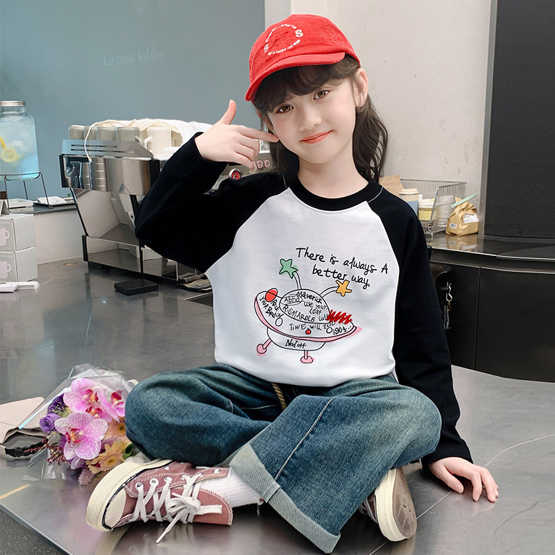 女童T恤2025新款秋装儿童洋气时髦休闲百搭打底衫春秋款女孩上衣,童装/婴儿装/亲子装,T恤,淘宝优惠券,粉丝福利购,淘宝优惠卷