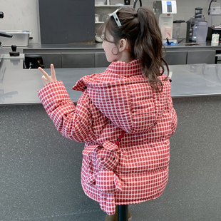女童冬装2025新款棉服儿童网红洋气加厚羽绒棉袄女孩冬装红色外套