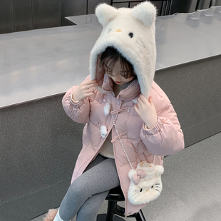 女童棉服冬季2026新款儿童网红洋气时髦中长款棉袄女孩冬装外套潮