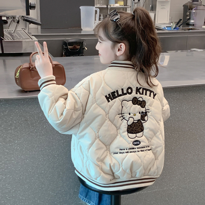 女童外套秋冬款2025新款儿童网红洋气夹棉加厚棒球服夹棉女孩冬装