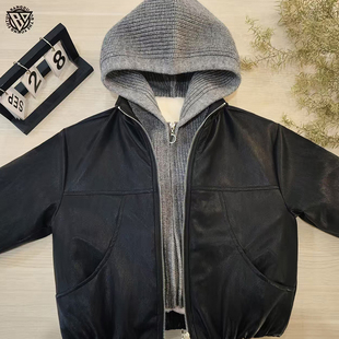 女童冬装外套2026新款洋气儿童时髦假两件加绒皮衣小女孩冬季衣服