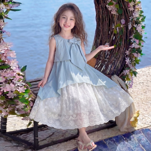 公主裙女童2026新款夏装儿童时髦韩版拼接蕾丝裙子女孩夏季连衣裙