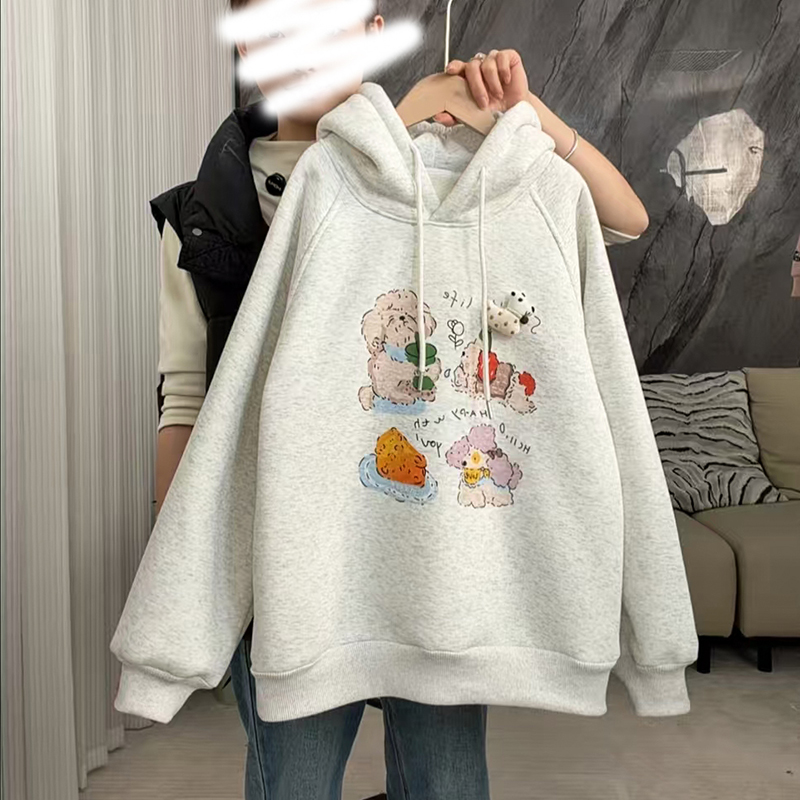 女童冬装卫衣2025新款洋气儿童时髦加绒加厚连帽上衣女孩冬季衣服