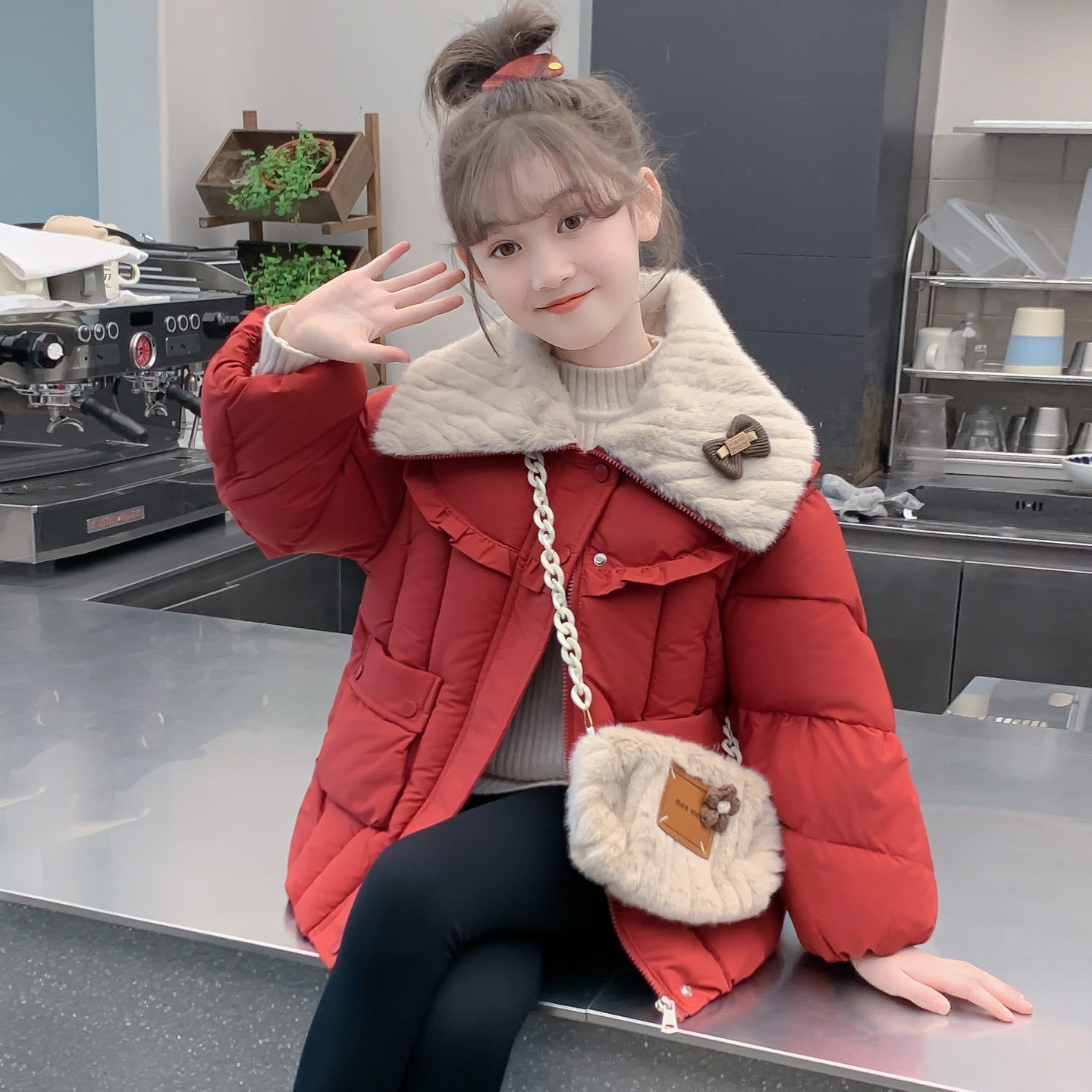 女童羽绒服冬季2025新款儿童网红洋气爆款红色外套女孩冬装白鸭绒
