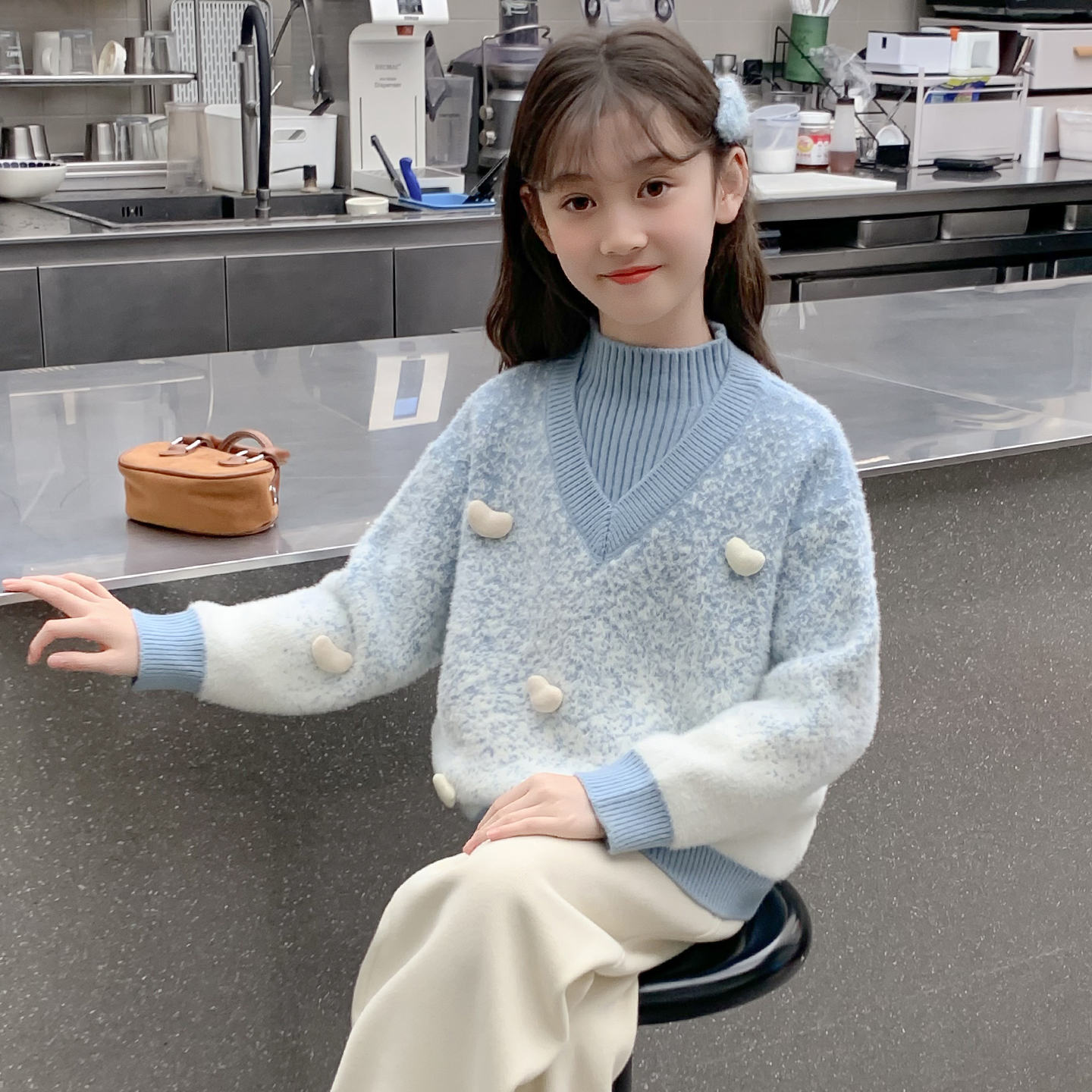 女童毛衣2025新款秋冬装儿童洋气时髦加厚打底衫女孩冬季网红上衣