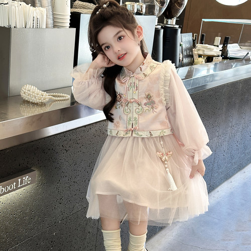 女童汉服连衣裙2025新款秋装儿童春秋网红洋气国风公主裙女孩裙子