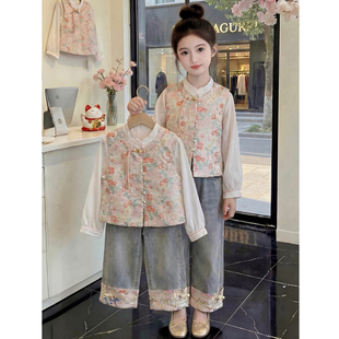 女童汉服春装2026新款儿童网红洋气国风新中式套装女孩春秋款古风