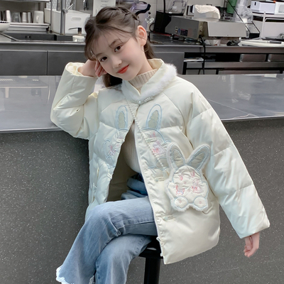 女童羽绒服冬装2025新款儿童洋气汉服国风90白鸭肉小女孩冬季外套