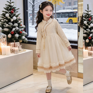 女童连衣裙春装2026新款儿童洋气汉服国风中式公主裙女孩春秋裙子