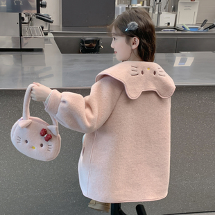 女童外套2025新款秋冬装儿童洋气时髦中长款爆款呢子大衣女孩风衣